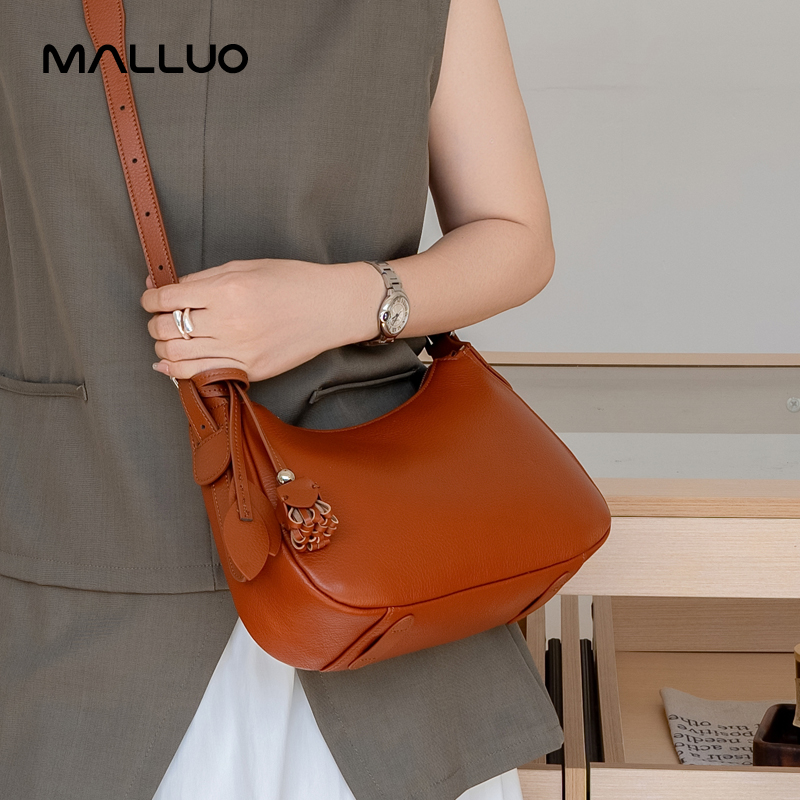 Interior Design Minimalist - Genuine Cowhide Leather Slouchy Hobo Shoulder