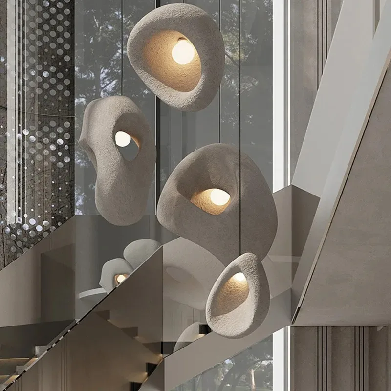 Interior Design Open Space - Staircase pendant lamp Ukiyo-e style open