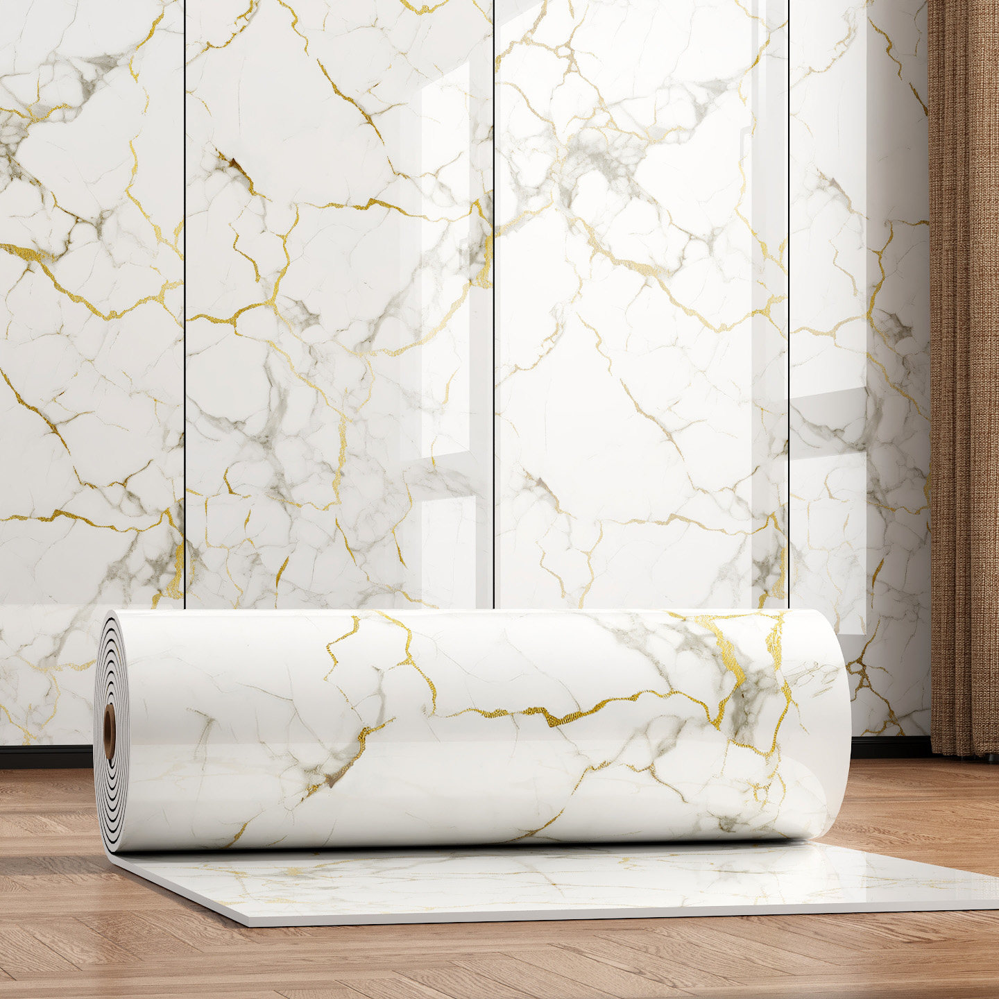 Interior Design With Wallpaper - 1 Roll 40cmx3m Oil Resistant Marble