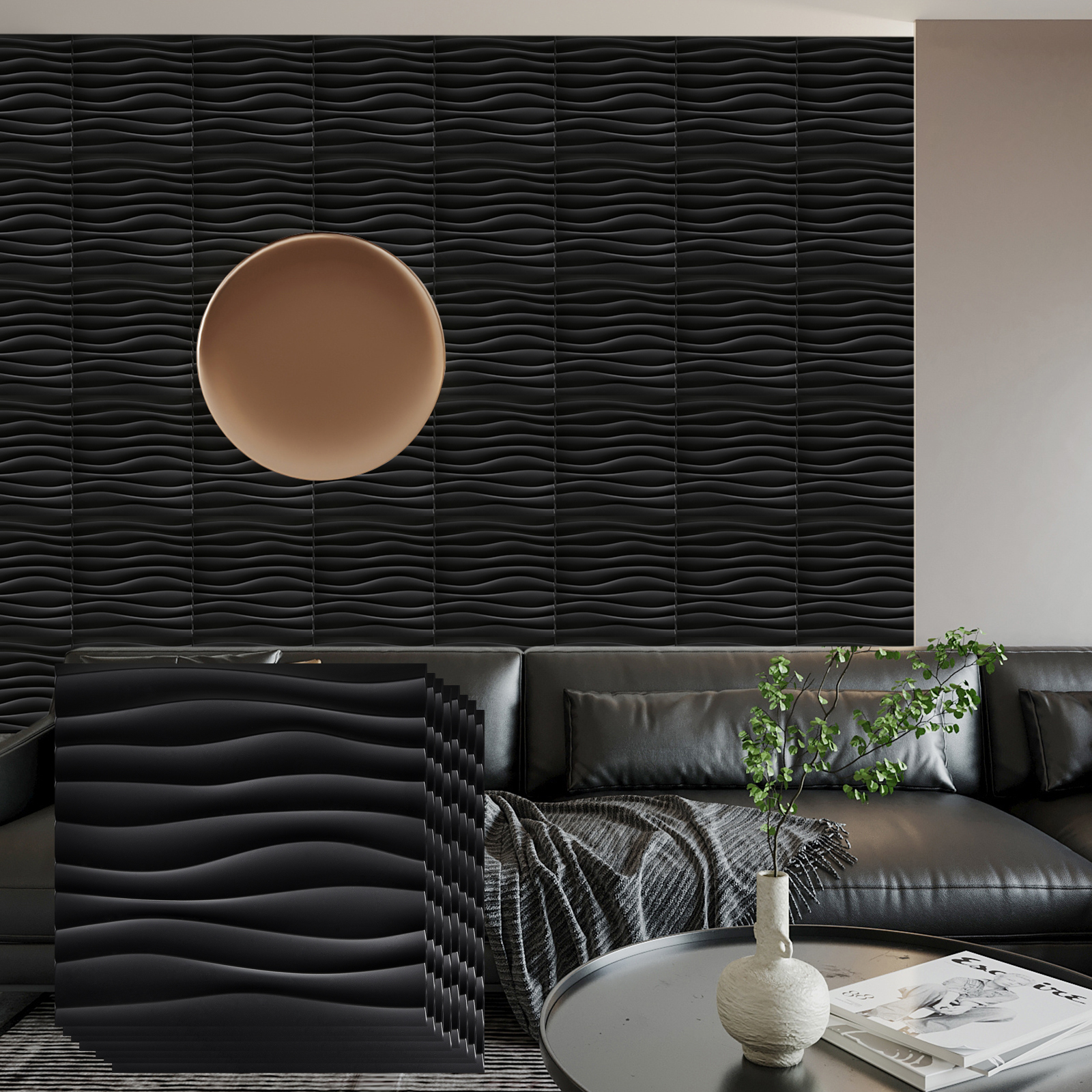3D Wall Panels PVC Wave Design - Interior Design With Wallpaper recension och pris