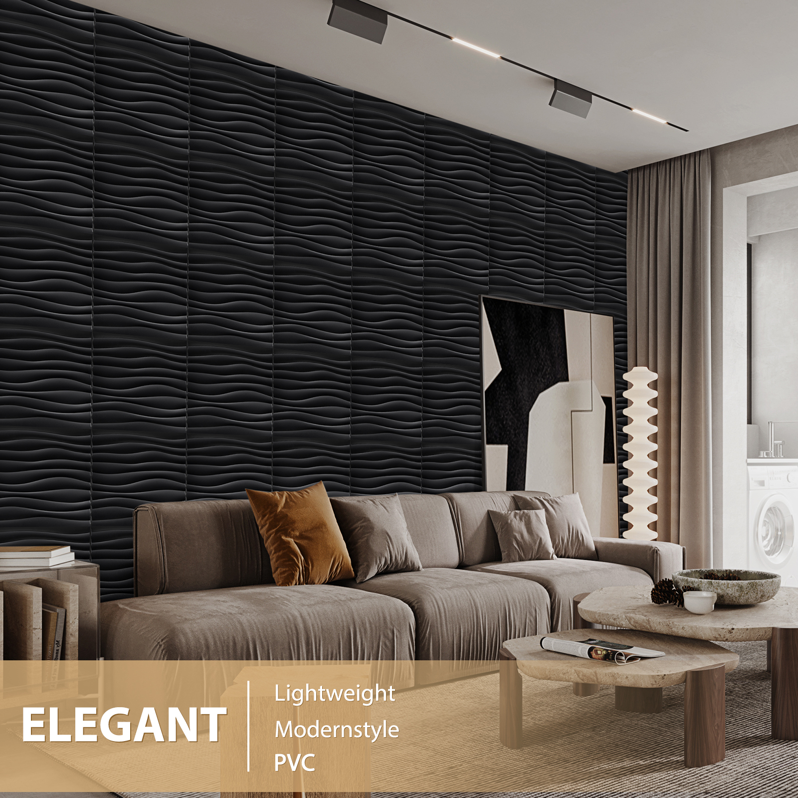 3D Wall Panels PVC Wave Design - Interior Design With Wallpaper recension och pris